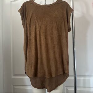 Brown Short Sleeve Faux Suede Short Sleeve Tunic Size XL